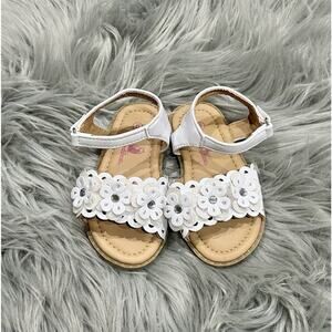 Rugged Bear Toddler White Sparkly Floral‎ Summer Sandals Size 6